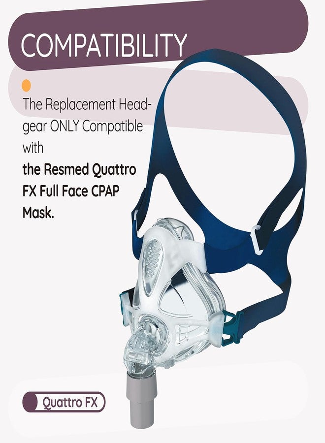 Ximoon Quattro FX CPAP Headgear Strap Compatible with Resmed Quattro FX Full Face CPAP Mask Adjustable C Pap Headband Replacement for Quattro FX - Medium/Standard - Image 2